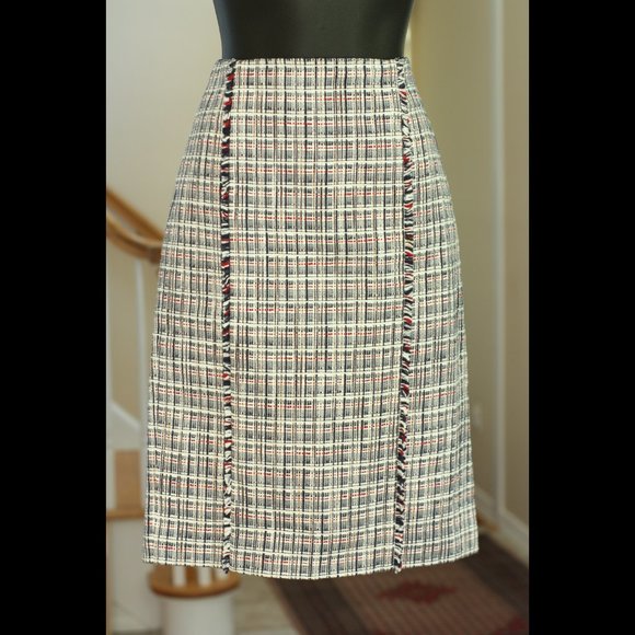 J. CREW Red White and Blue Tweed Skirt - Picture 1 of 5